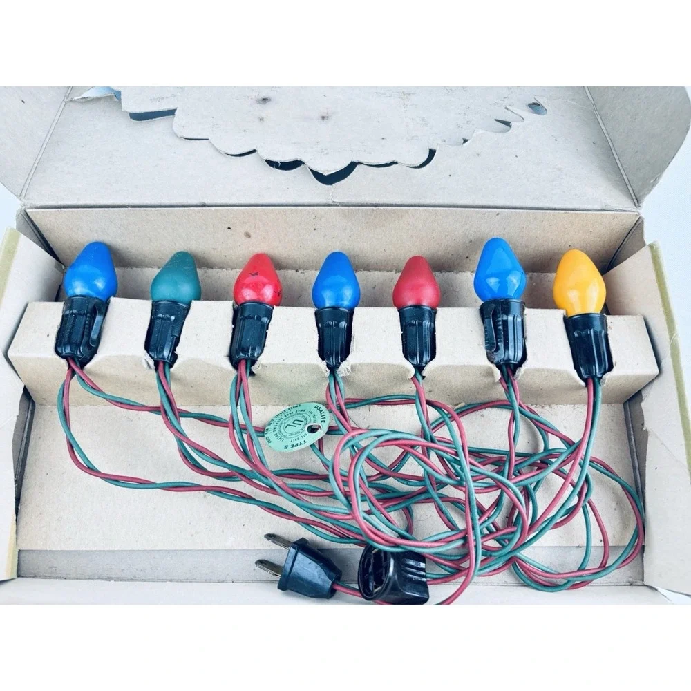 Vintage 1950s USALite USA Lite Candelabra Set String Of Seven Christmas Lights